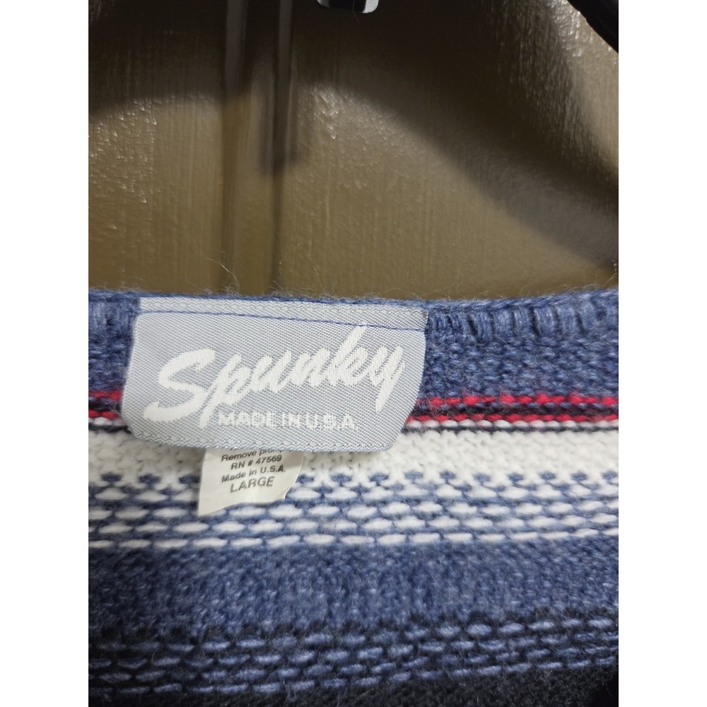 Vintage 90's Spunky L Cardigan Sweater Front Zip Fair Isle Nordic Light Layer - Picture 4 of 12